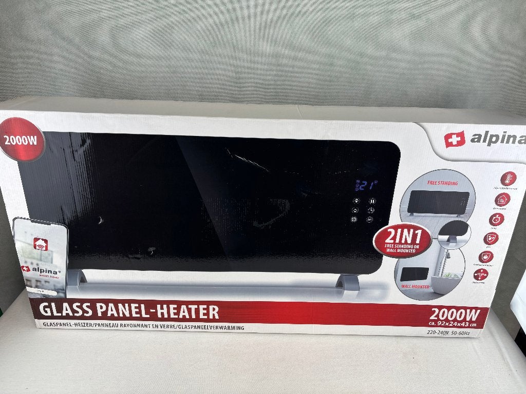 Alpina Glaspaneelverwarming 2000W WiFi, 30 tot 80 cm, Info@edco.nl, Overige typen, Ophalen of Verzenden
