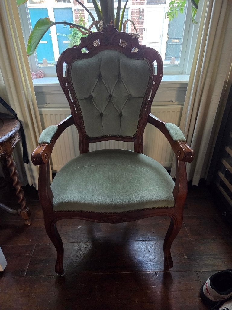 Groene Fauteuil, Huis en Inrichting, Fauteuils, Ophalen, Gebruikt, 75 tot 100 cm, Stof