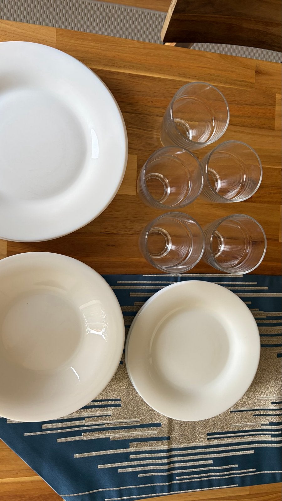Servies en glazen set - 6 dinerborden, 6 ontbijtborden, 6 di, Ophalen of Verzenden, Zo goed als nieuw, Keramiek, Compleet servies
