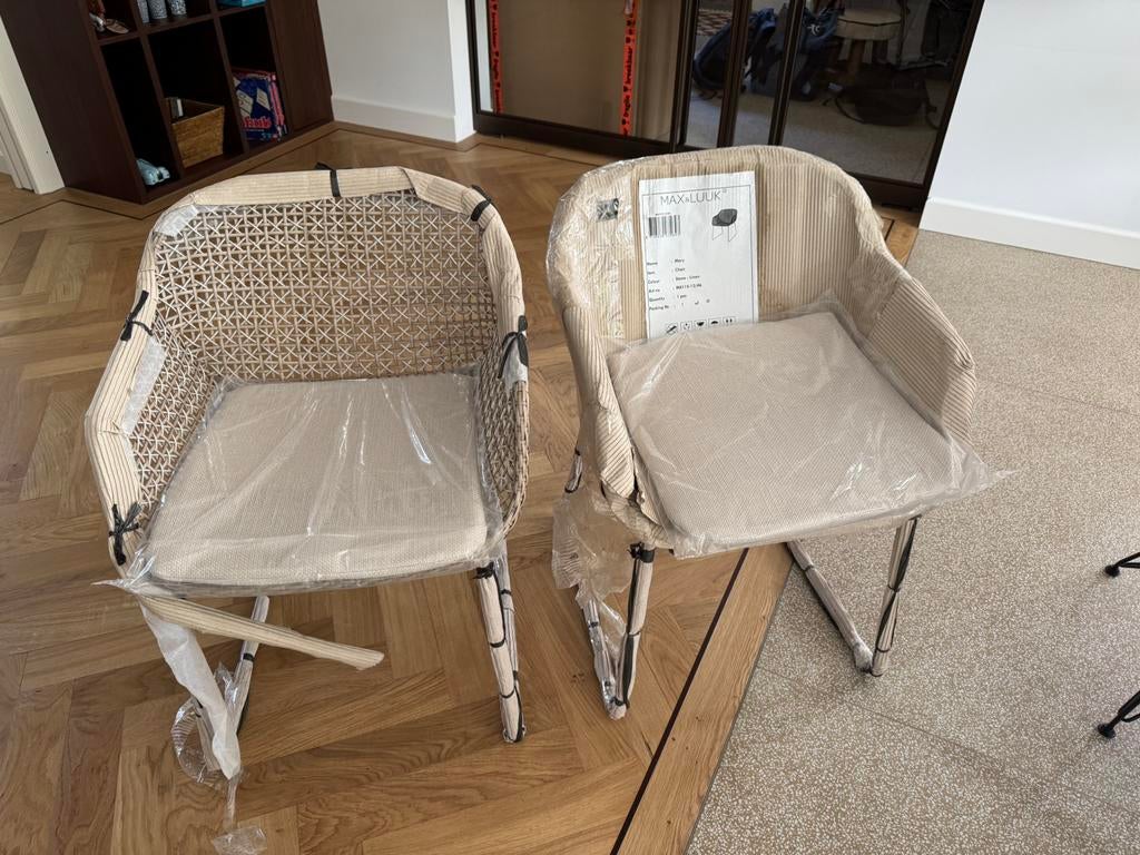 Borek Max & Luuk Mary tuinstoelen stone linen  wicker, Ophalen, Nieuw, Aluminium