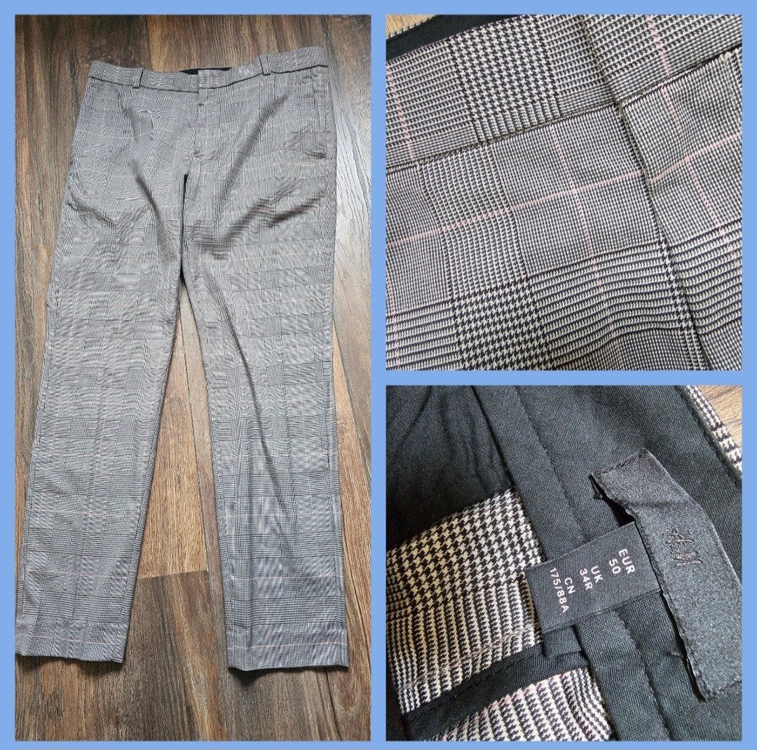 H&M zwart wit geruite broek mt 50 in zeer goede staat., Kleding | Heren, Ophalen of Verzenden, Zo goed als nieuw, Maat 48/50 (M)