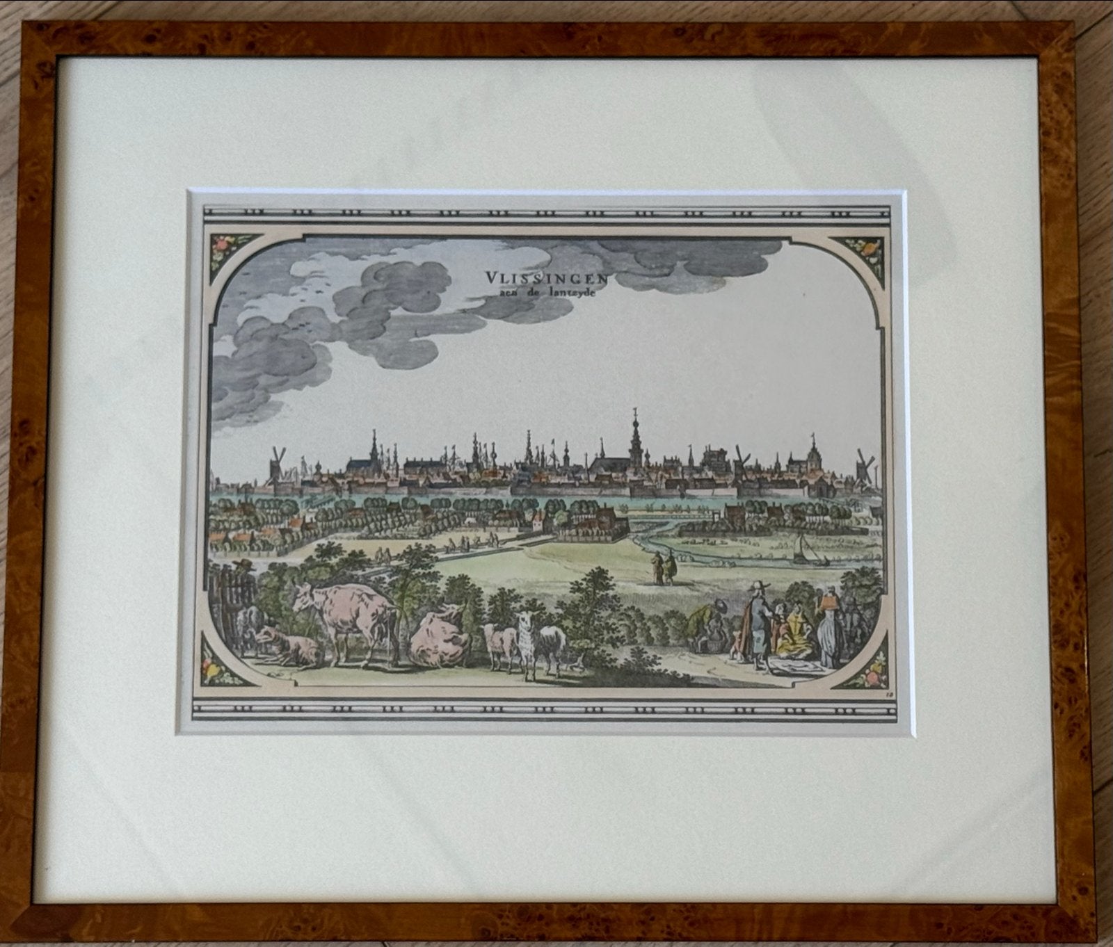 Set van 2 handgekleurde kopergravures van Zeeuwse steden, Handgekleurd, Stadsgezicht, Ophalen of Verzenden, Gravure