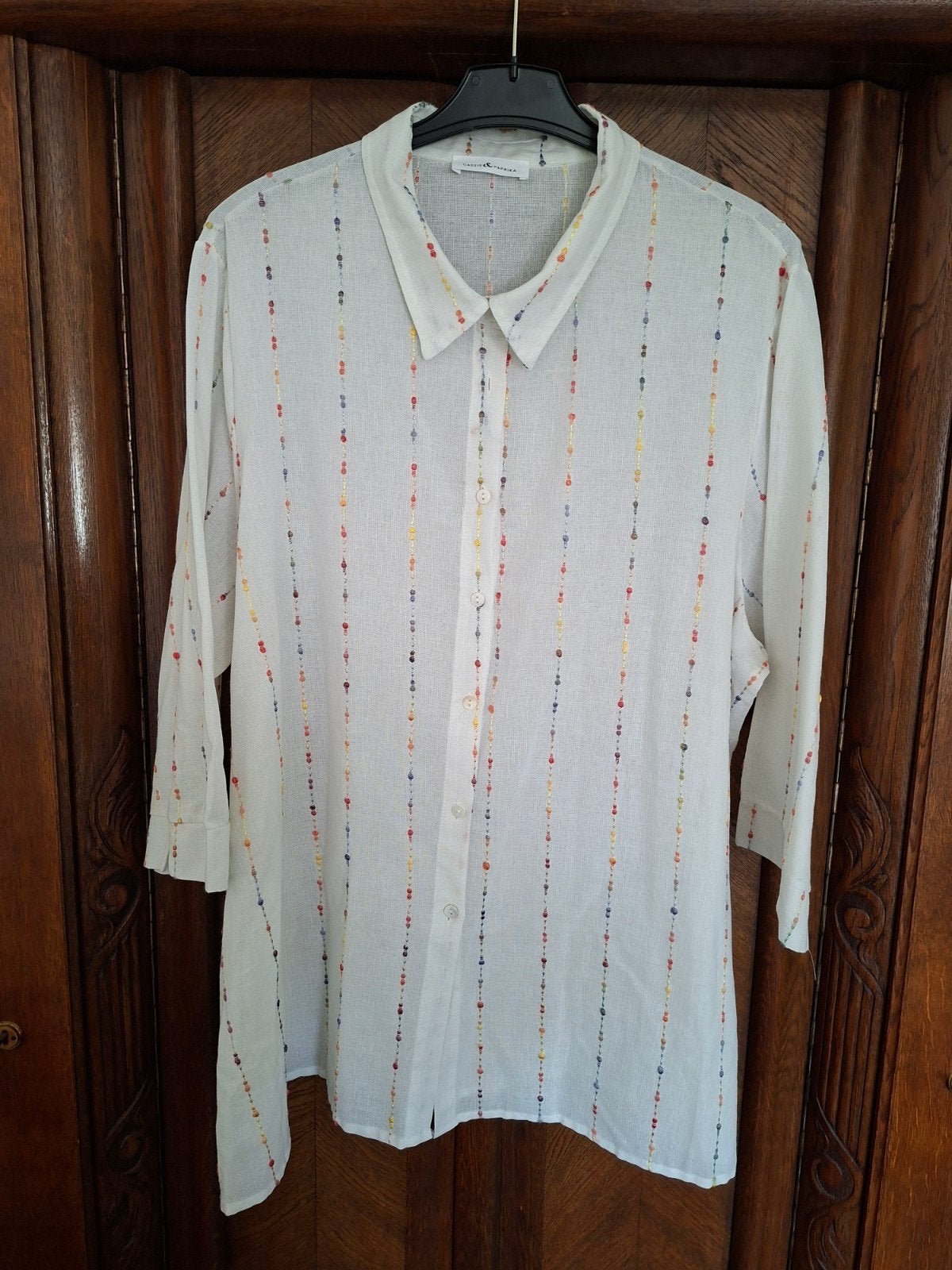 Cassis & Paprika blouse, wit met kleurrijke stippen maat 52, Ophalen, Wit, Maat 46/48 (XL) of groter, Cassis & Paprika