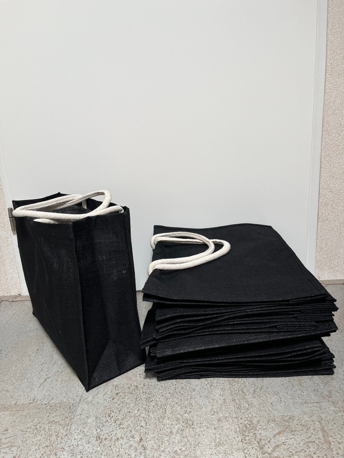 •15x draagtassen - jute - zwart, Ophalen of Verzenden, Nieuw, Zwart