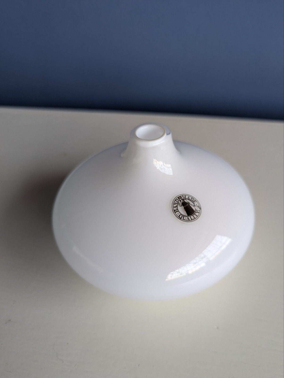 Vintage IKEA wit glazen vaas, handgemaakt, Ophalen of Verzenden