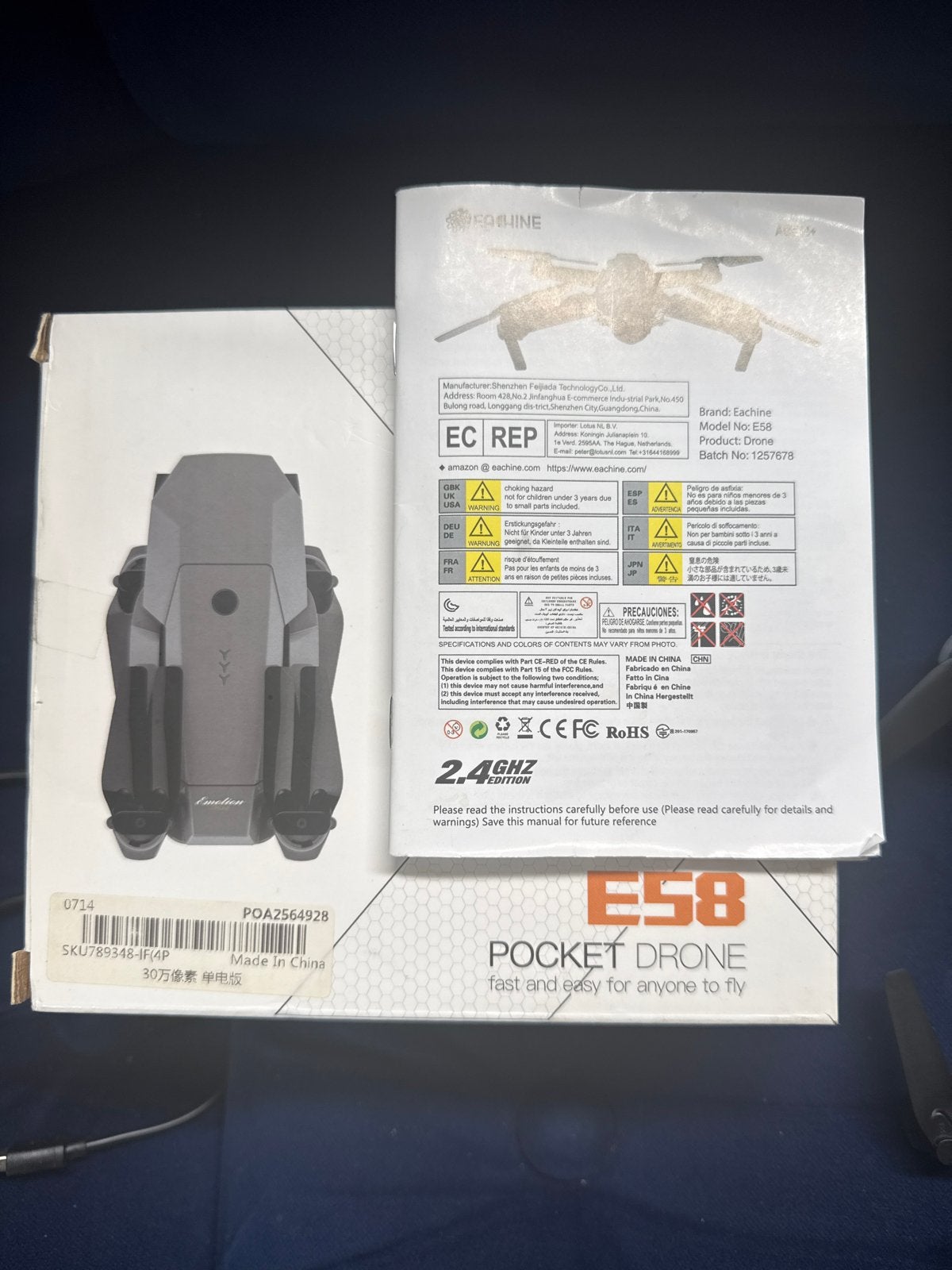 Eachine E58 Pocket Drone - Compact en Makkelijk te Vliegen, Basiskwaliteit, Minder dan 100 meter, Zo goed als nieuw, Minder dan 250 gram