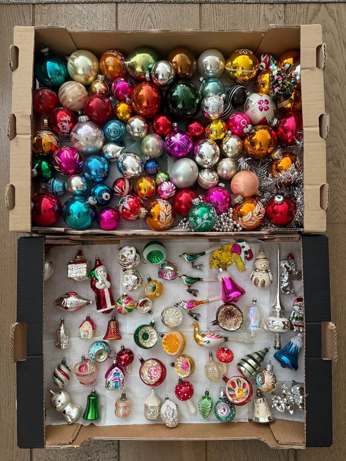 Groot lot oude kerstversiering, oude kerstballen, vintage, Diversen, Ophalen, Gebruikt