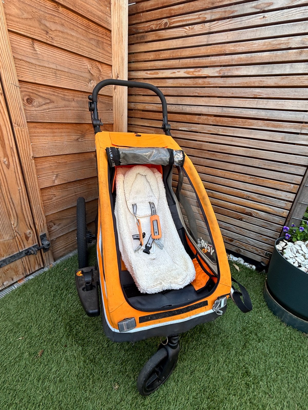 Yepp Fietskar/Wandelwagen - met babyschaal, Fietsen en Brommers, Ophalen, Gebruikt, Vering, 20 tot 40 kg