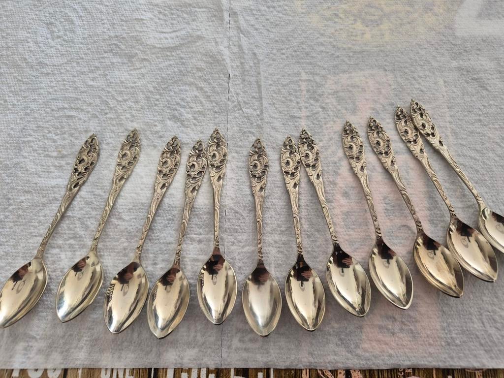 Set van 10 antieke advocaatlepeltjes, gedetailleerd, Antiek en Kunst, Antiek | Bestek, Ophalen