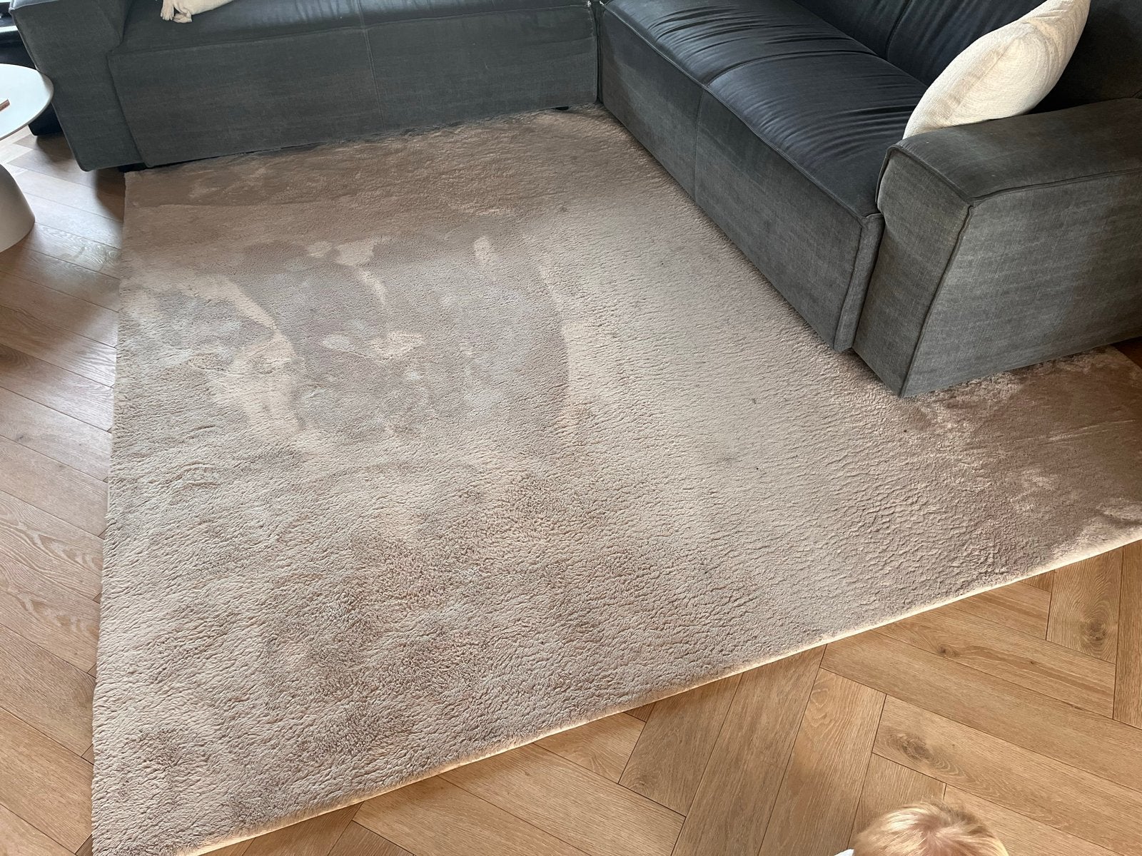 Vloerkleed 240x240 cm (gebruikt), Ophalen, Gebruikt, Beige, Vierkant