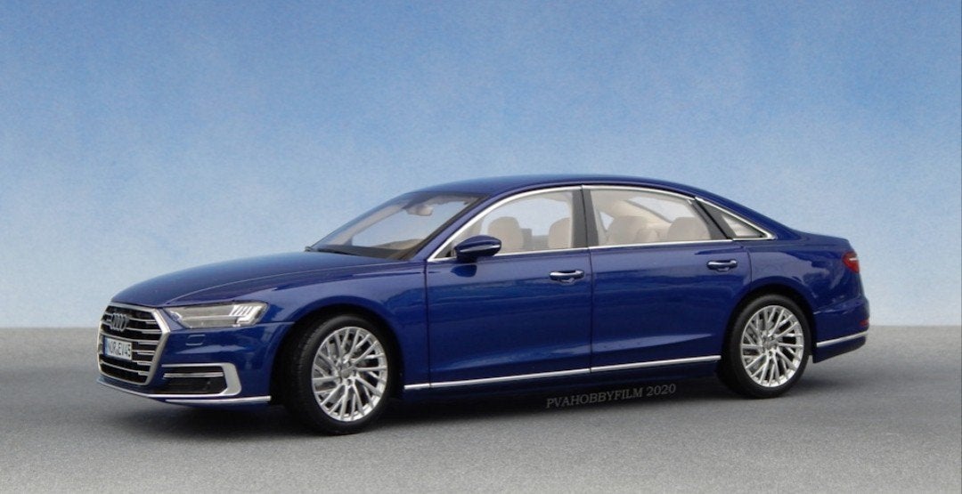 Audi A8 L 2017 Blue Metallic Norev 1/18 mint staat, Ophalen of Verzenden, Zo goed als nieuw, Auto, Norev