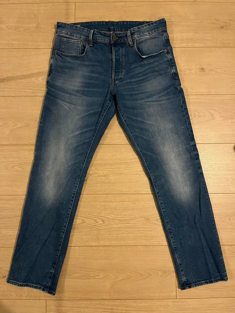 G- star RAW 3301 STRAIGHT broek jeans W33 L32 Z.G.A.N, Ophalen of Verzenden, Zo goed als nieuw, Blauw, W33 - W34 (confectie 48/50)
