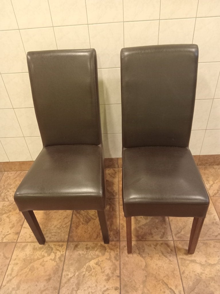 eetkamer eet stoelen leder lederen skai kunstleder bruin, Twee, Bruin, Ophalen of Verzenden, Zo goed als nieuw