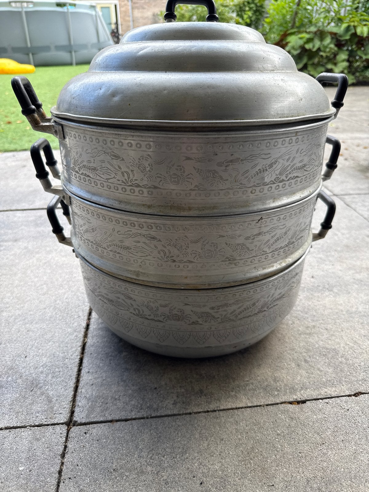 Grote aluminium stoompan met 3 lagen, Zilver, Ophalen of Verzenden, Metaal, Overige merken