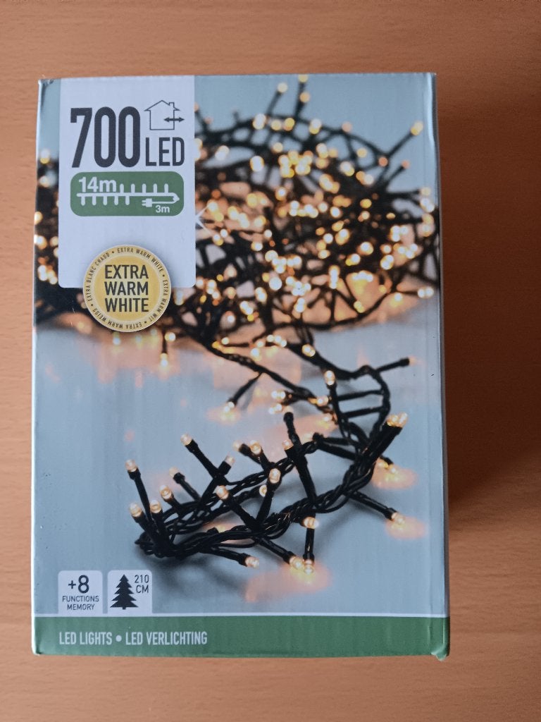 Cluster 700 Led's - 14 Meter - Extra Warm Wit - 8 Functies, Ophalen, Nieuw