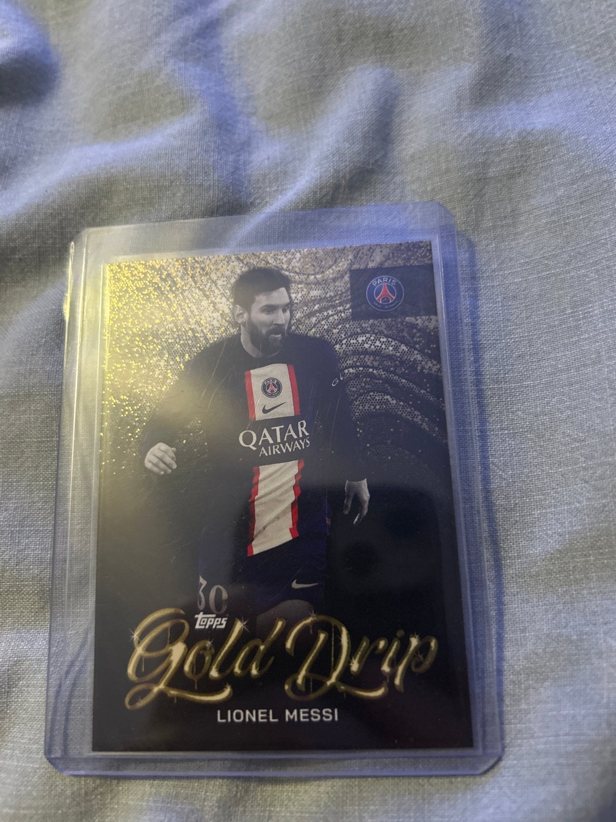 Topps Gold Drip Lionel Messi PSG, Ophalen of Verzenden, Zo goed als nieuw, Buitenlandse clubs, Spelerskaart