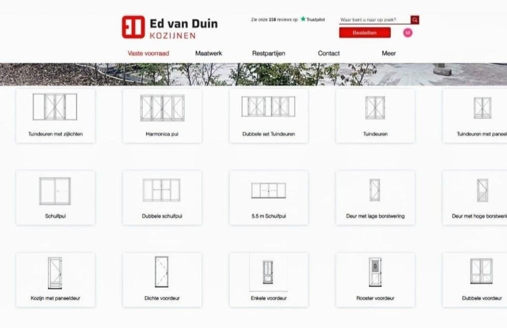 Kozijn met tuindeuren, 120 cm of meer, Nieuw, Ophalen of Verzenden, Buitendeur