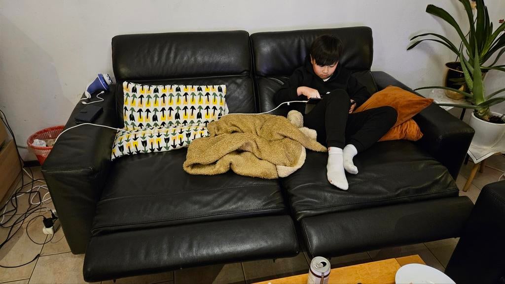 Lederen 2,5-zits bankstel met relaxfunctie koopje, Ophalen, Gebruikt, 150 tot 200 cm, Driepersoons