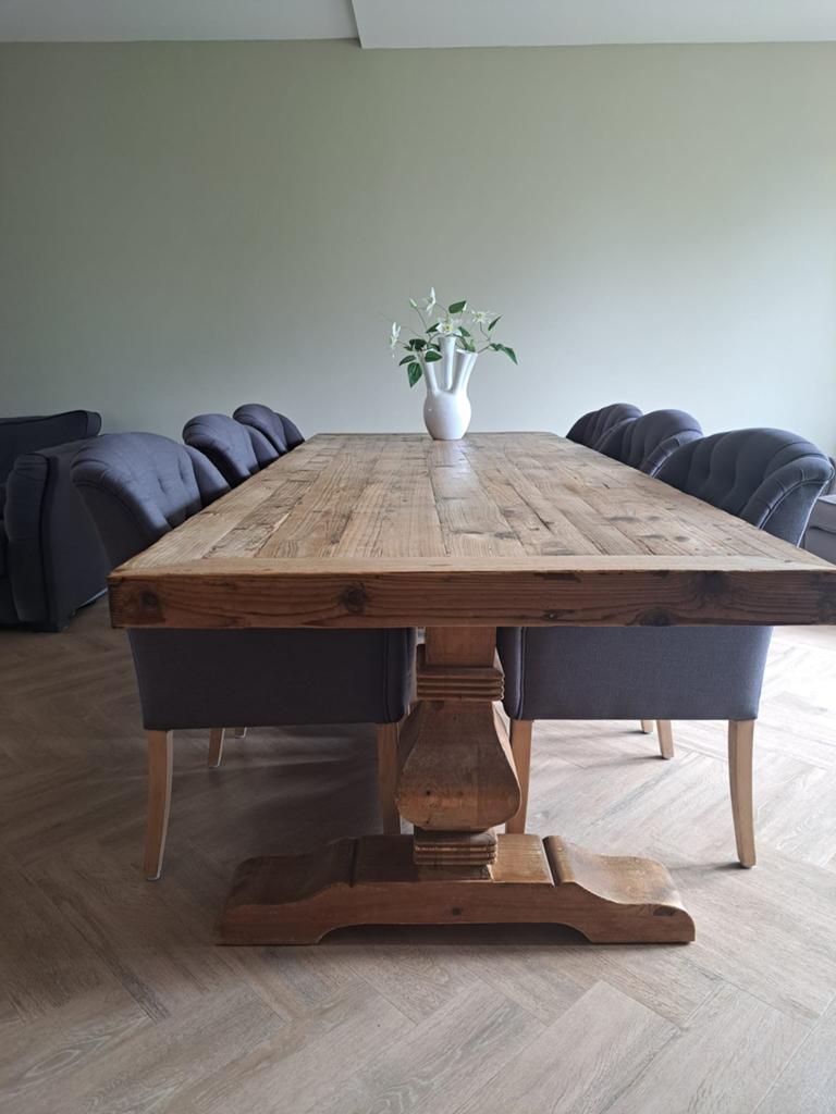 Eikenhouten kloostertafel + stoelen, Huis en Inrichting, Tafels | Eettafels, Ophalen, Gebruikt, 100 tot 150 cm, Eikenhout