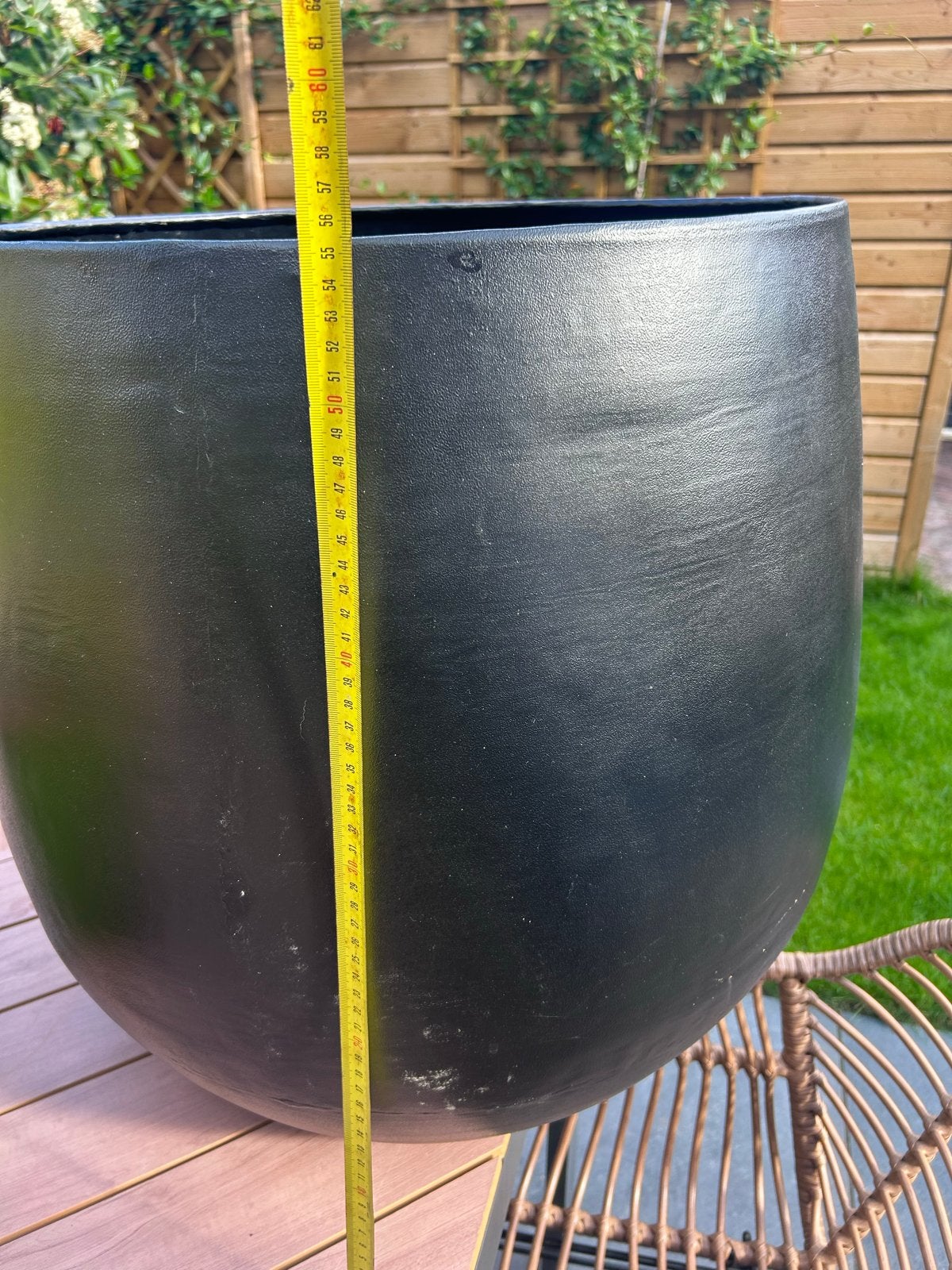 Gepoedercoate metalen plantenbak, 55x50 cm, Intratuin, Ophalen, Gebruikt, Rond, Binnen
