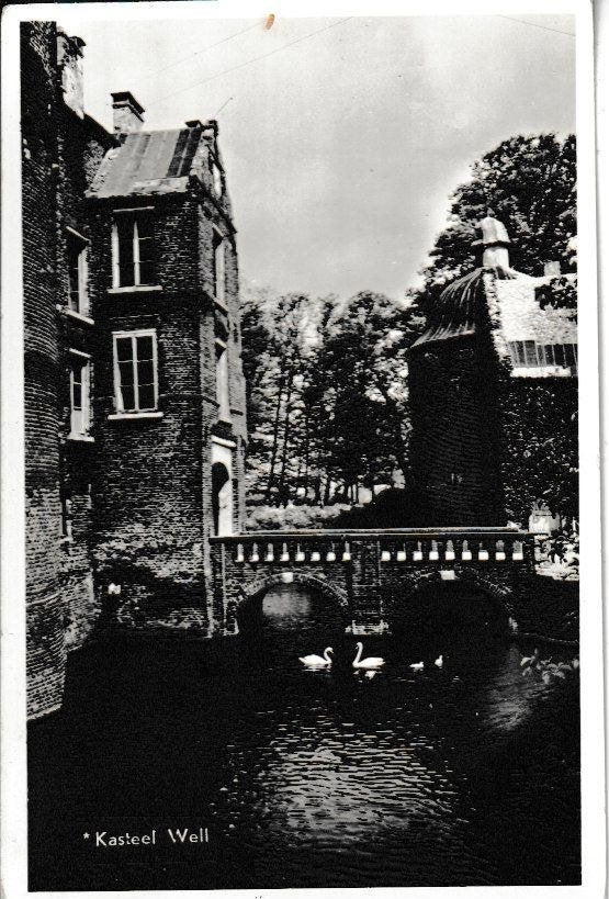 KASTEEL WELL - 1957, Ophalen of Verzenden, 1940 tot 1960, Gelopen, Limburg