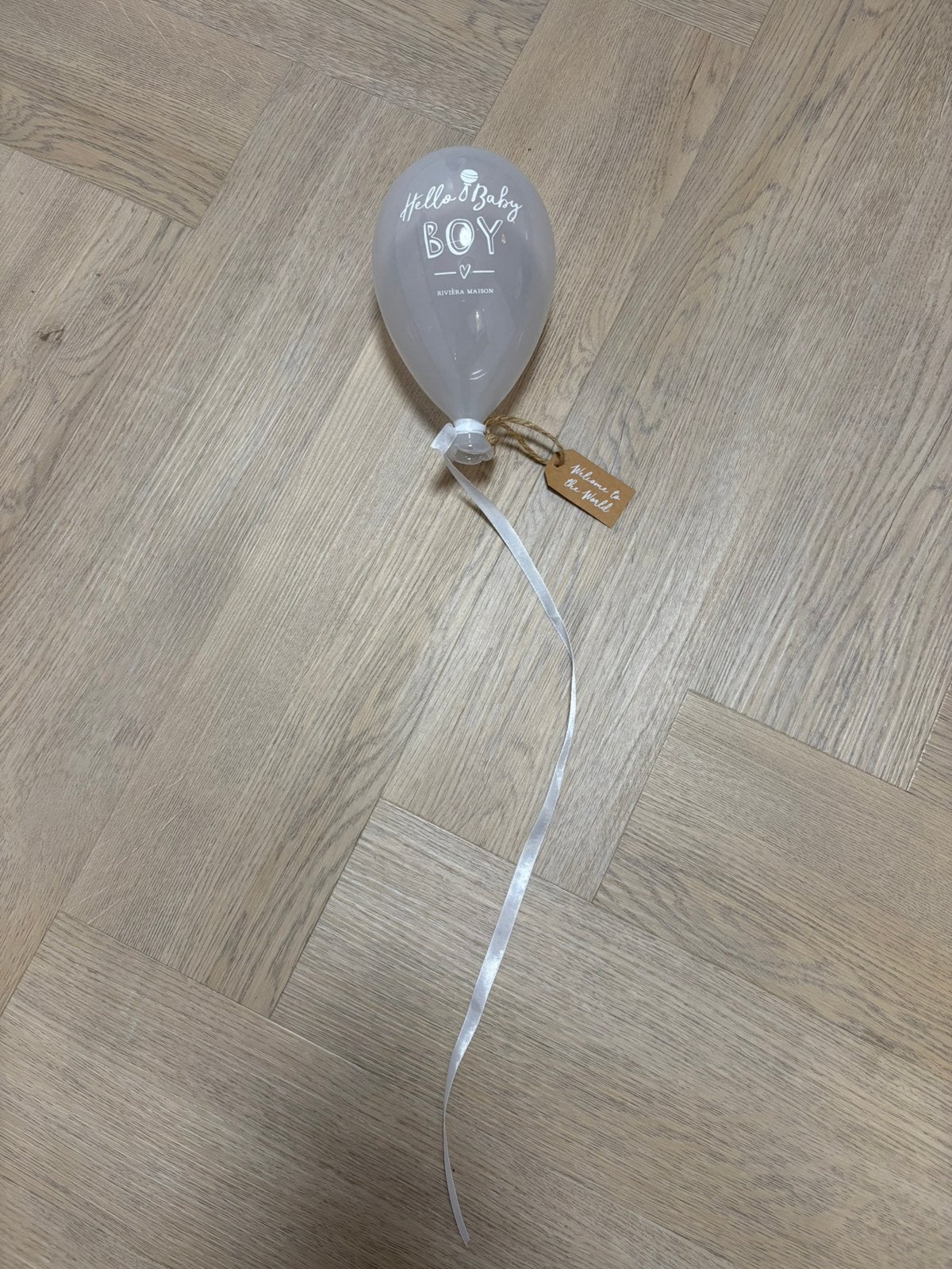 Riviera Maison Hello Baby Boy glas ballon, Ophalen of Verzenden, Gebruikt, Kraamcadeau