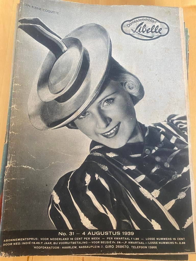 Vintage dames weekblad Libelle van 4 augustus 1939, Ophalen of Verzenden, 1920 tot 1940, Nederland, Tijdschrift