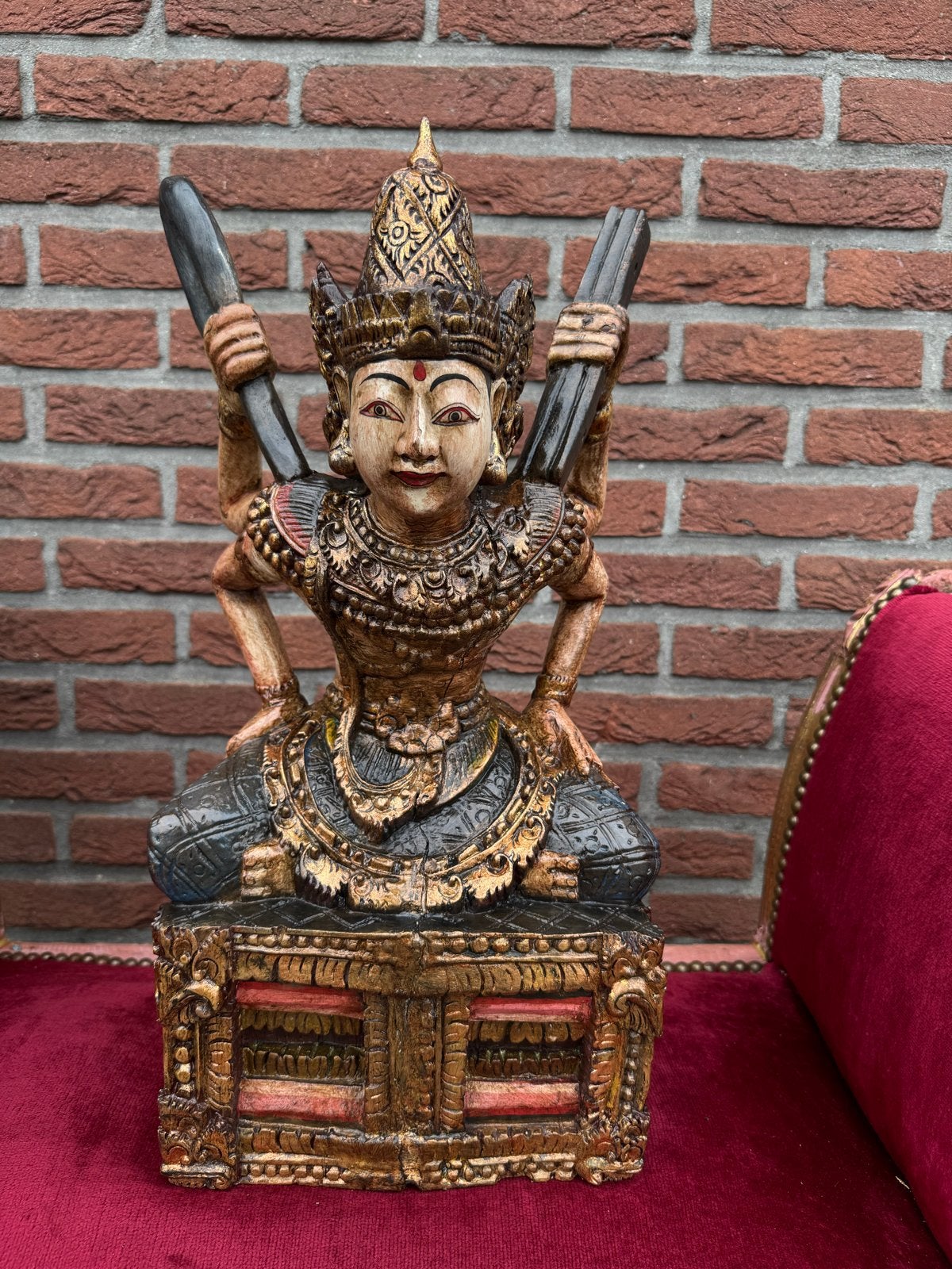 Balinese vierarmige Godheid, handwerk, Houtsnijwerk, Handgemaakt, Hout, Azië