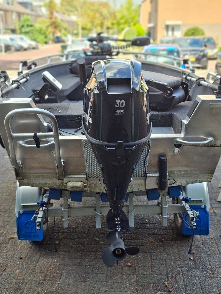 Aluminium Qwest visboot met 30pk., Watersport en Boten, Ophalen, 4 m, Viertaktmotor, Aluminium