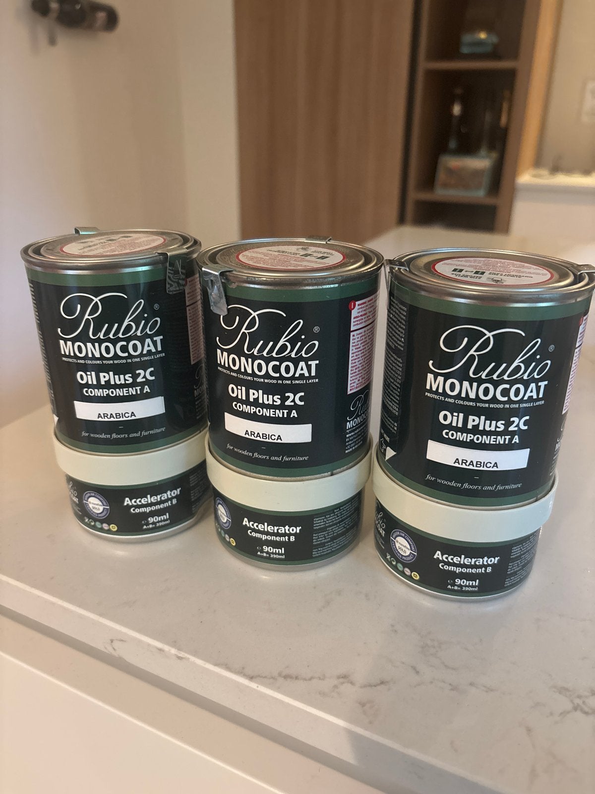 Rubio Monocoat Oil Plus 2C Arabica - 3x 300+90ml, Minder dan 5 liter, Ophalen of Verzenden, Nieuw, Beits