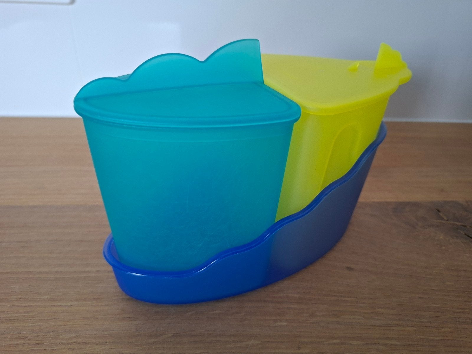 Tupperware melk suiker set roomstel kannetjes houder kan, Ophalen of Verzenden, Gebruikt, Blauw, Overige typen