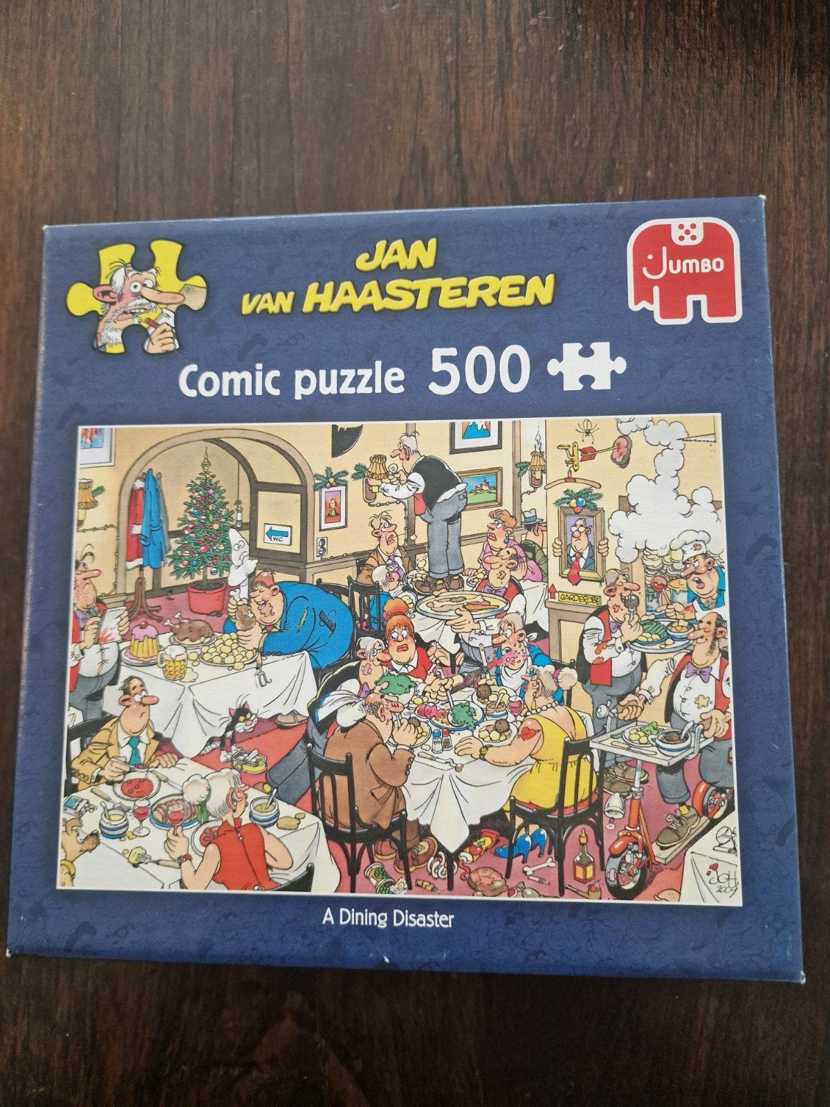 Jan van Haasteren  500 stukjes - A Dining Disast, Ophalen of Verzenden, 500 t/m 1500 stukjes, Zo goed als nieuw, Legpuzzel