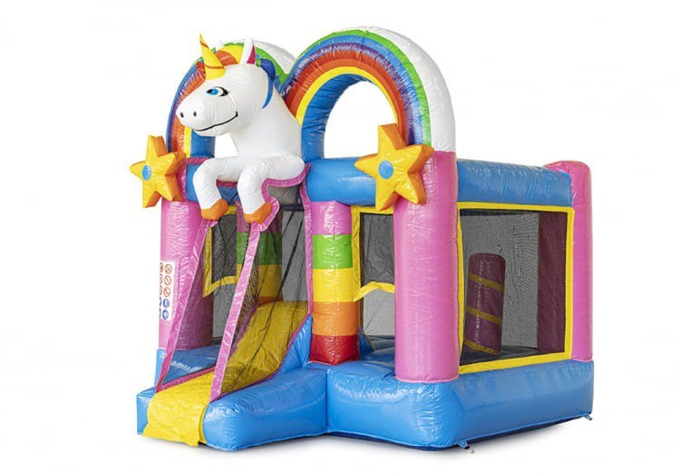 Unicorn met glijbaan springkussen te huur, Ophalen, Zo goed als nieuw, Verjaardag