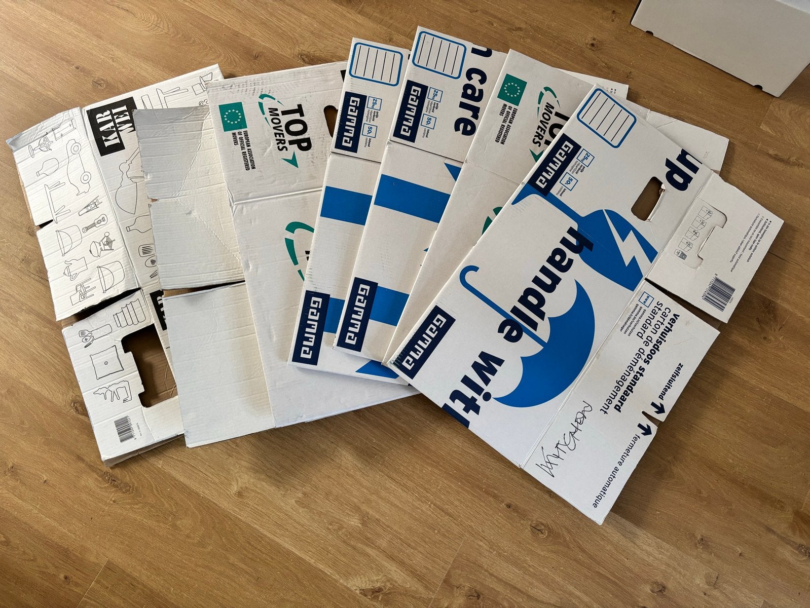 Diverse verhuisdozen - 7 stuks, Ophalen, 40 tot 60 cm, 50 tot 75 cm, 35 tot 50 cm