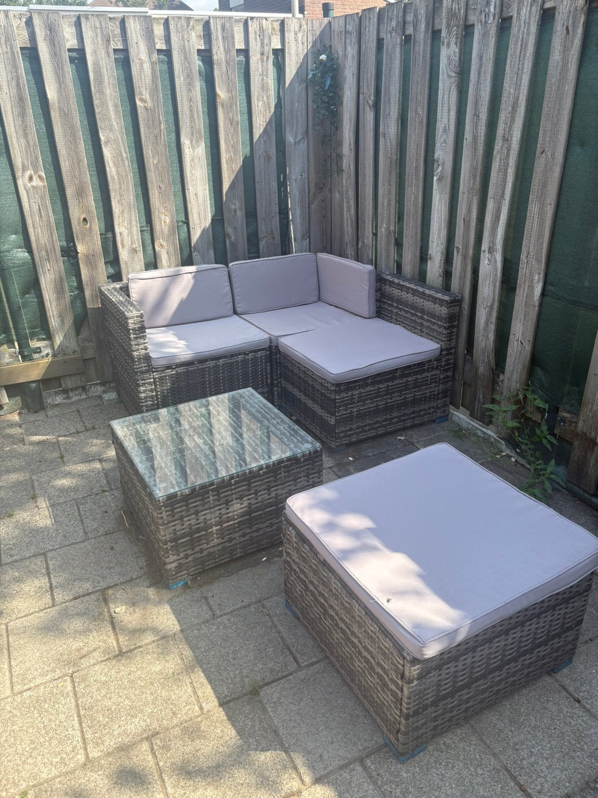 Loungeset grijs wicker, Ophalen, Zo goed als nieuw, Wicker