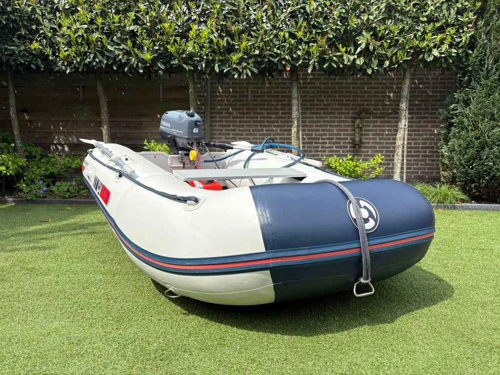 Zeer complete YAM 275S met Yamaha 6 pk, Watersport en Boten, Rubberboten, Ophalen, Peddels, Yamaha, Zo goed als nieuw