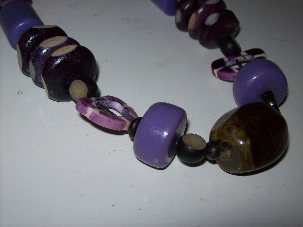 Ketting Paarse Mooi model Stenen Kralen Fraaie tinten, Verzenden, Paars, Nieuw, Steen of Mineraal