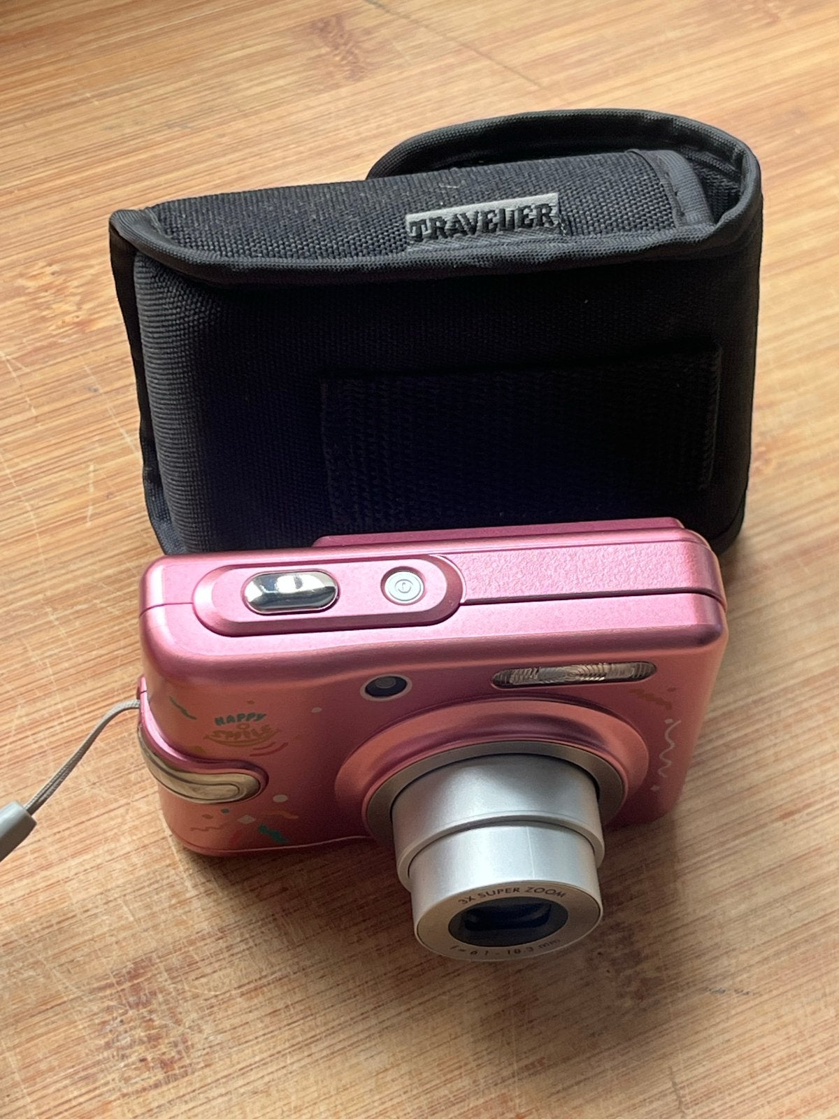 Roze HAPPY SMILE TRAFFELER - Panasonic Lumix DMC-LC70 camera, Ingebouwde flitser, Panasonic, Verzenden, Zo goed als nieuw