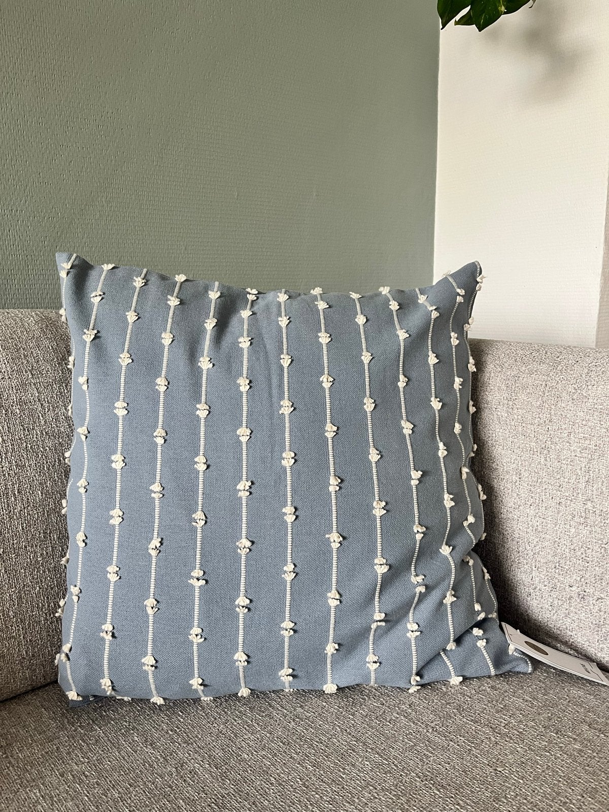 H&M Home kussenhoes 50x50 cm - Organisch Katoen, Huis en Inrichting, Blauw, Met print, Vierkant, Nieuw