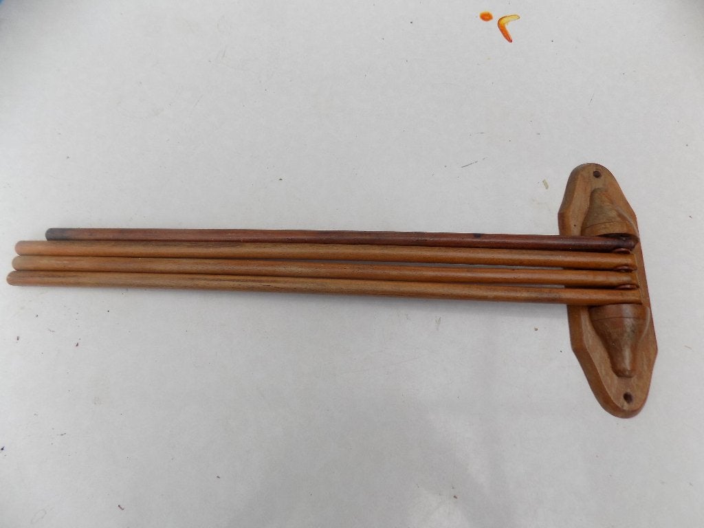 Vintage houten handdoekrek vier zwenkbare stangen, Ophalen of Verzenden, Gebruikt, Hout