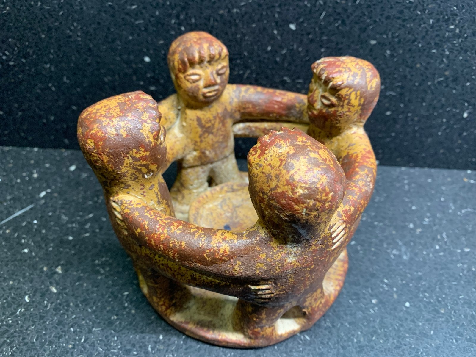 Vintage Keramieken Kandelaar - Dansende Figuren, Ophalen of Verzenden, Keramiek of Aardewerk