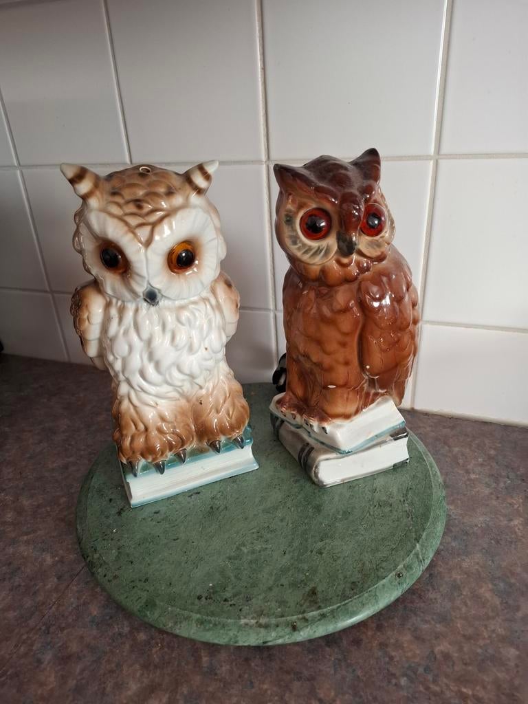 2 grote  uil geurlampjes/parfumlapjes, Antiek en Kunst, Ophalen of Verzenden