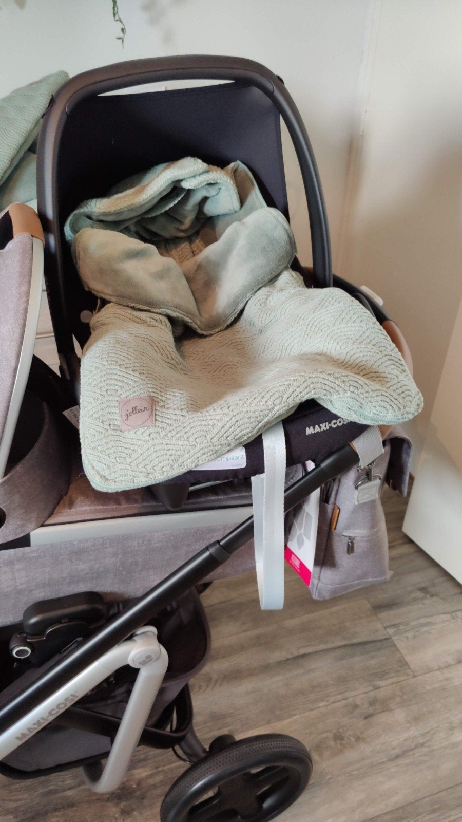 Jollein baby Voetenzak River Knit - Ash Green, Ophalen of Verzenden, Zo goed als nieuw, Kinderwagen, Maxi-Cosi