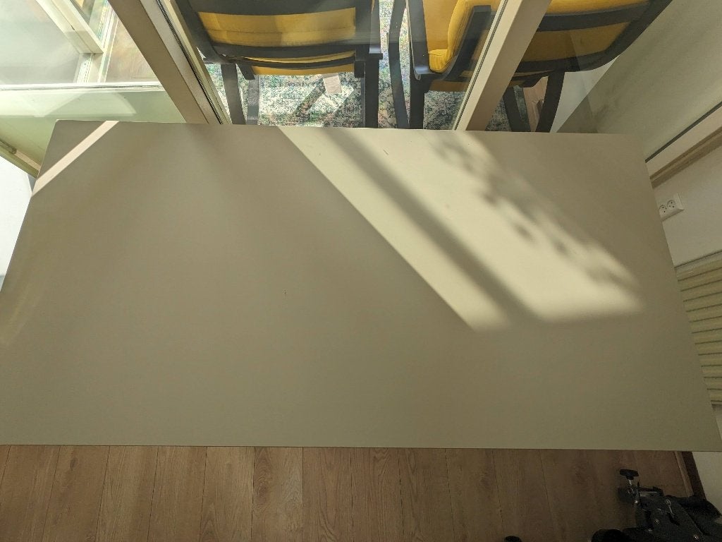 IKEA TROTTEN bureau beige/antraciet 160*80cm, Ophalen, Demontabel, 160 cm, Gebruikt