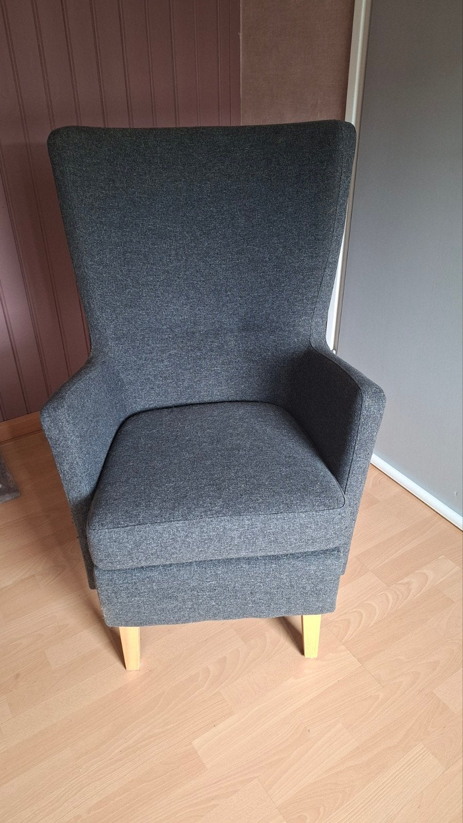 IKEA Strandmon fauteuil - Donkergrijs, Huis en Inrichting, Fauteuils, Ophalen, 75 tot 100 cm, Zo goed als nieuw, Stof