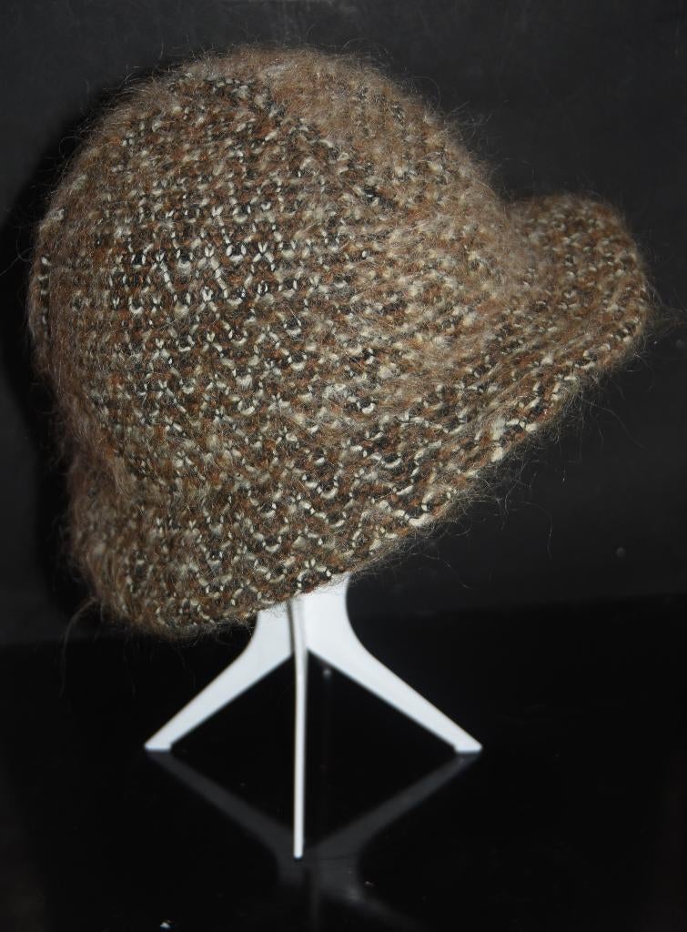 Mooie wollen bruin wit gemeleerde hoed, Kleding | Dames, Verzenden, Gedragen, 55 cm (S, 6⅞ inch) of minder, Hoed