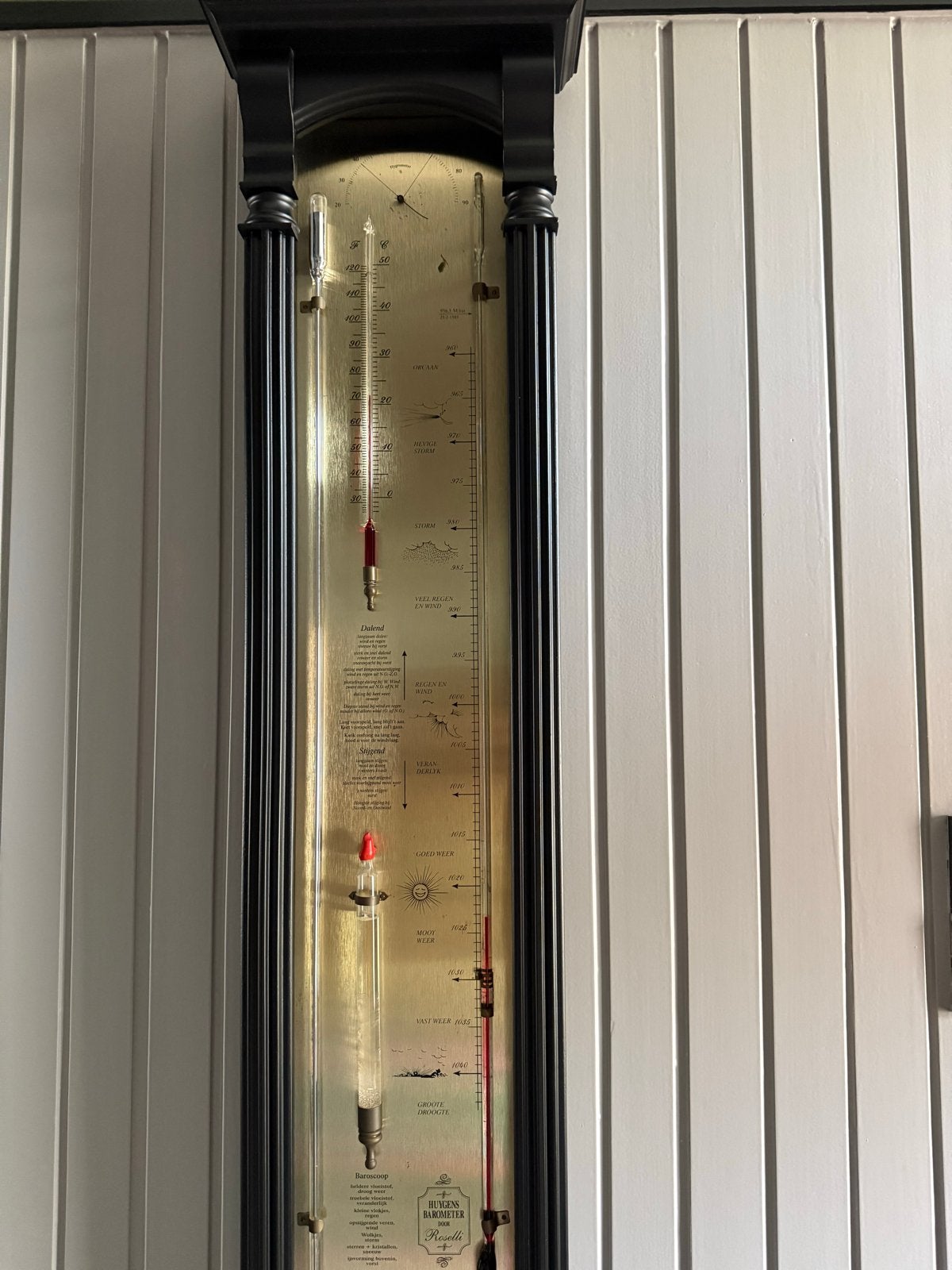 Antieke Huygens Barometer door Roselli met Kwik, Ophalen of Verzenden, Gebruikt, Barometer