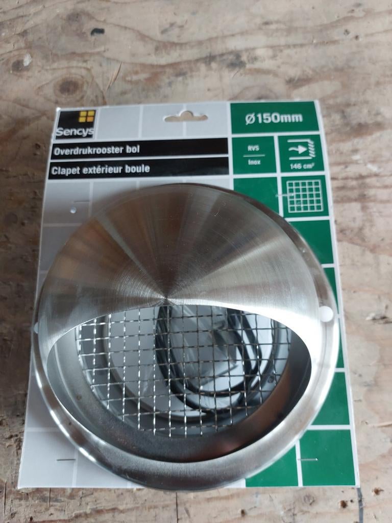 Sencys Overdrukrooster Bol RVS Ø150mm, Doe-het-zelf en Verbouw, Ventilatie en Afzuiging, Ophalen