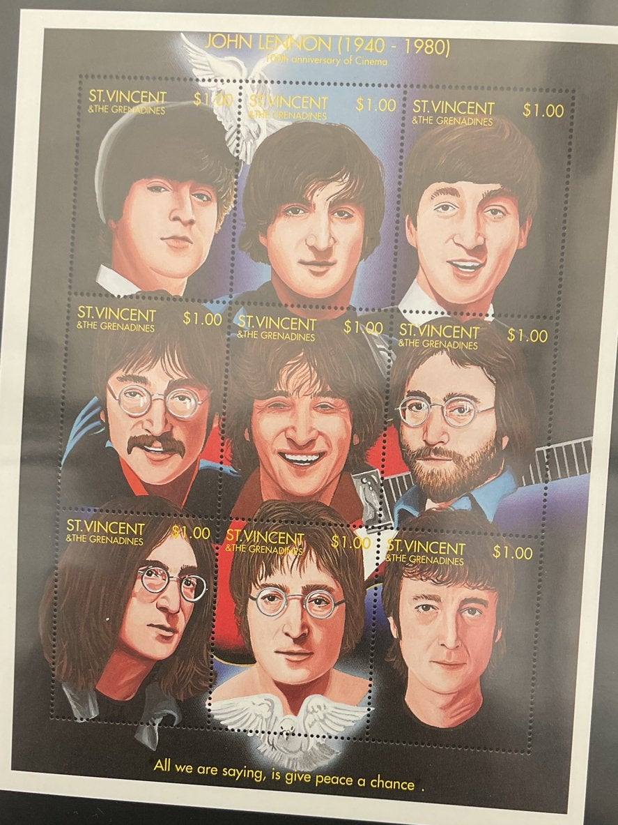 Postzegelvel John Lennon (1940-1980) - St. Vincent, Postzegels en Munten, Verzenden, Postfris, Overige thema's