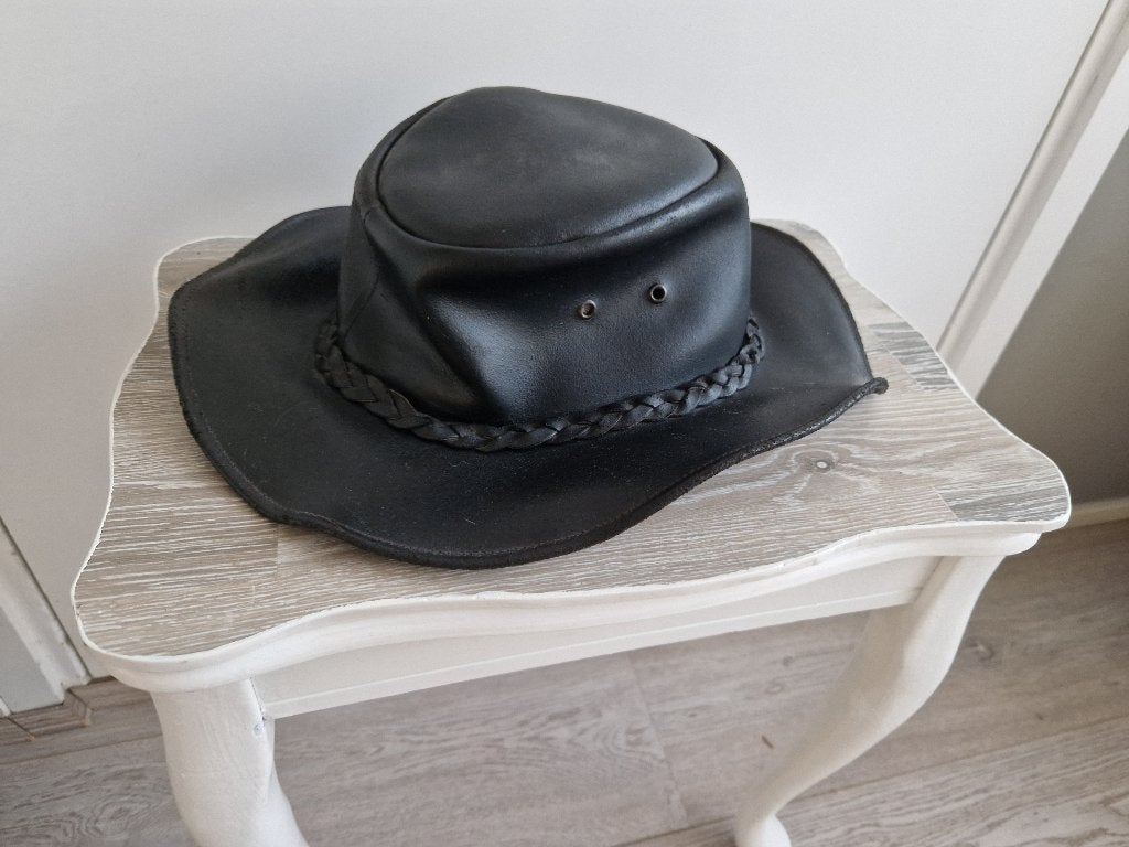 Lederen western hoed maat L, Kleding | Heren, Hoeden en Petten, Ophalen of Verzenden, Zo goed als nieuw, Hoed